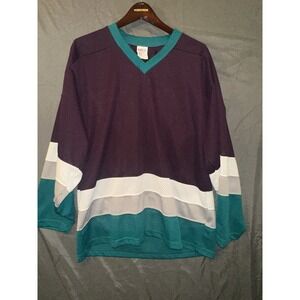 Vintage CCM Blank Purple Long Sleeve Hockey Jersey Mighty Ducks Colorway Large